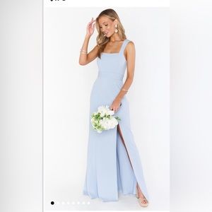 Show Me Your Mumu Paris Gown in Steel Blue Stretch